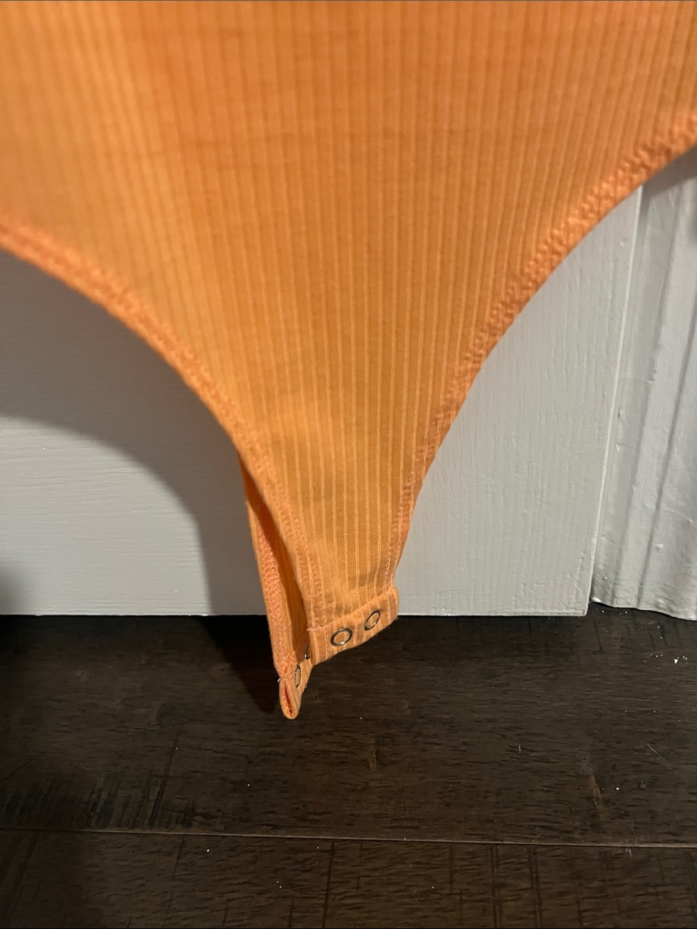 Orange Ribbed Ruffle-Strap Bodysuit - Picture 3 of 4